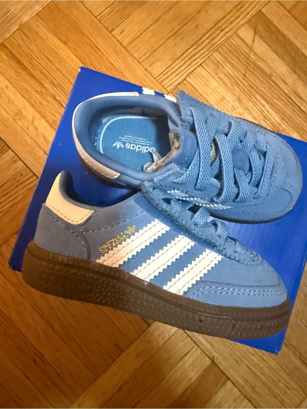 Adidas Toddler Hardball Spezial Suede Sneakers in Blue and White 5K